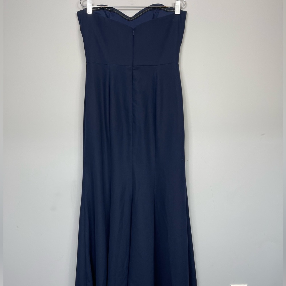 AFTER SIX STRAPLESS CREPE TRUMPET GOWN WITH FRONT SLIT IN MIDNIGHT NAVY 6775 10 - Picture 6 of 16